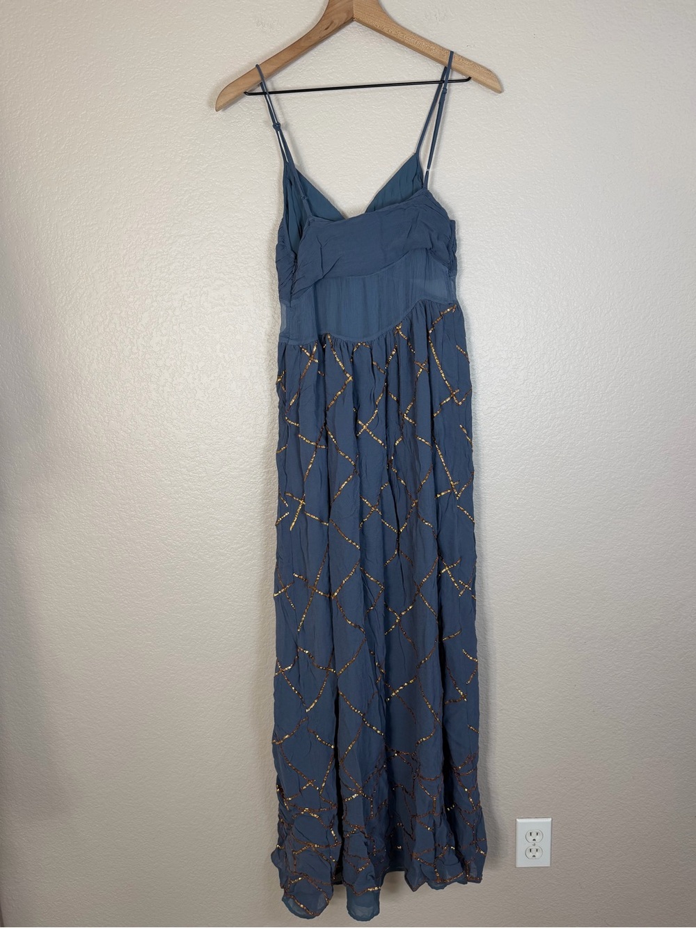 Free People Smoke & Mirrors Chiffon Embellished Maxi Dress size 10 RARE - Picture 9 of 13